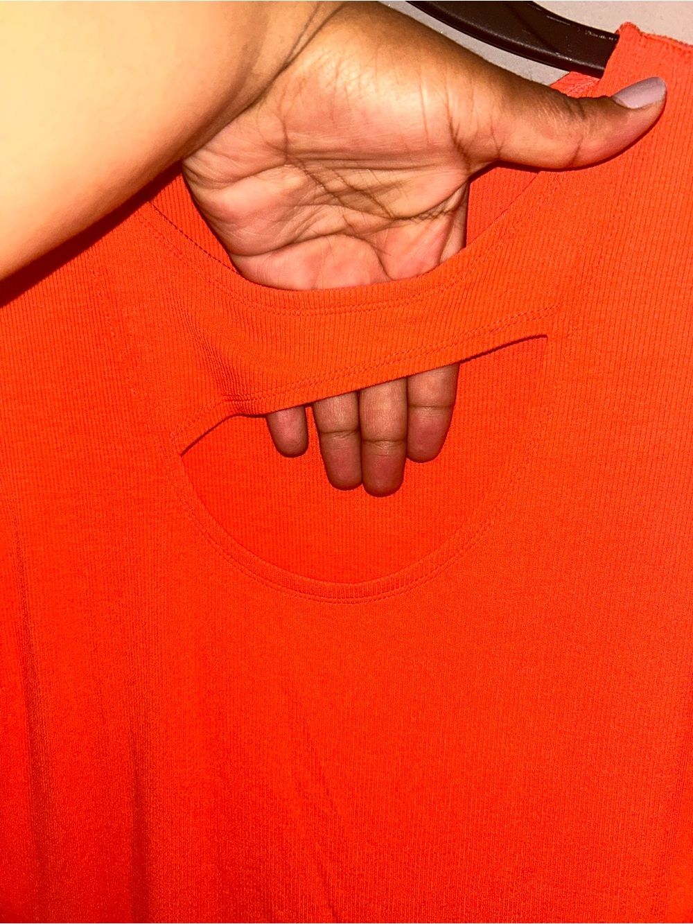 LNA Clothing Shirt - Orange ribbed tank w/cut out - Picture 4 of 8